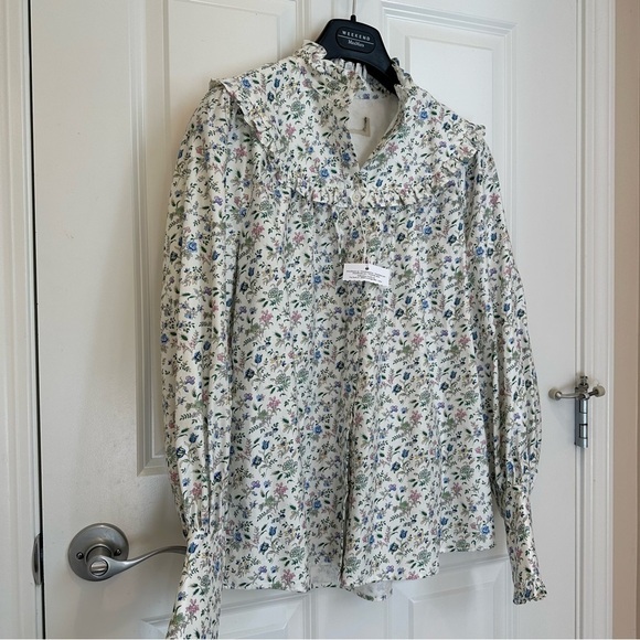 NWOT Weekend Max Mara Label-cut Sophia Ruffled Floral Shirt Size: M US4/6 Spring - Picture 9 of 15